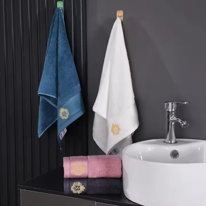 Juego de Toallas de Baño de Bambú Bordado de Lujo Suaves Toallas para Adultos y Niños 34x74cm - 1