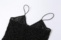 BUNO-mono de malla flocado para mujer, camisola Sexy de otoño, retales de leopardo, ropa moldeadora de cuerpo, traje de medianoche para discoteca - details 7