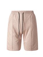 Conjunto Casual de Estampado Tropical para Hombres Camisa con Cremallera y Shorts de Cinturón - details 5