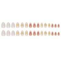 Pegatinas de Uñas 3D Amarillas Color Sólido, Almendra Francesa, Desmontables, Adecuadas para Compresión de Uñas de Mujeres - details 3