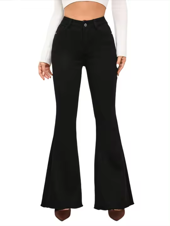 Pantalones vaqueros de moda coreana para mujer, cintura, estilo informal, vaqueros de alta elasticidad - 1