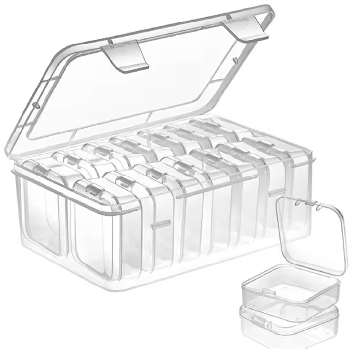 Caja de almacenamiento pequeña con tapa, contenedor de plástico transparente, Mini organizador vacío para artículos pequeños - 1