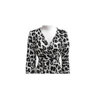 Vestido irregular de punto con tirantes de cintura alta y gasa con cuello en V y estampado de leopardo - details 28