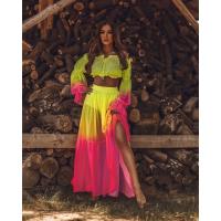 2025 nuevo traje de falda de medio cuerpo, estilo vacacional, conjunto de dos piezas de colores chocantes para mujer - details 3