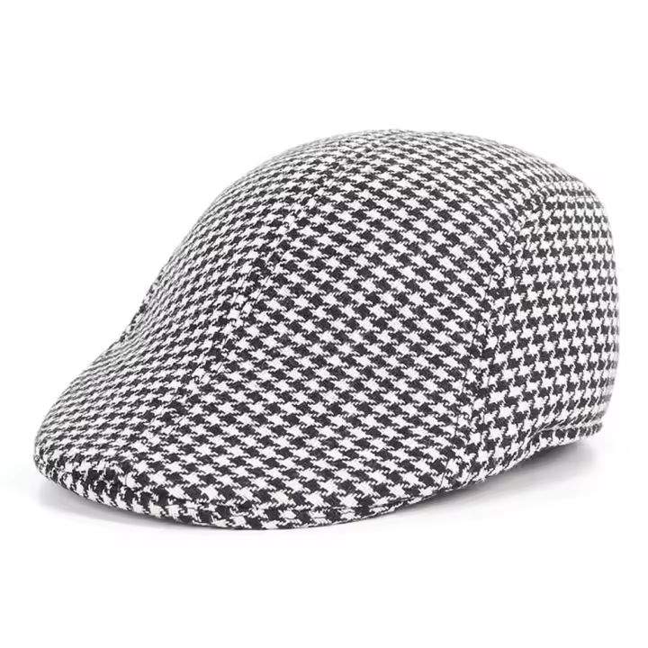 Otoño Retro a cuadros artista Vintage algodón pata de gallo boinas hombres gorra con visera sombrero de moda sombrero de pintor - 1