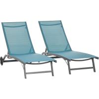Pack de 2 Hamacas de Jardín Exterior Reclinables de Aluminio con Resalto Ajustable de 5 Niveles y Ruedas Ideal para Playa Piscina 165x66x102 cm Gris Oscuro - details 18