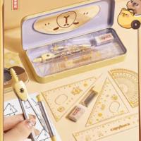 7 unids/caja regla de dibujo de Capybara, regla triangular geométrica de medición, brújula de dibujos animados, papelería para escuela y oficina, regalo de cumpleaños - details 1