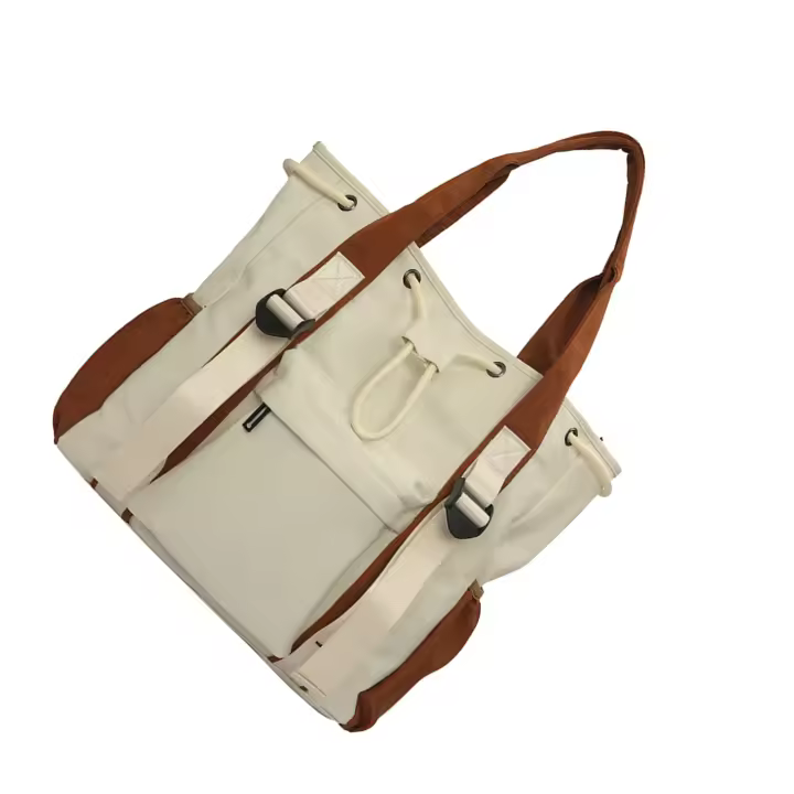 Bolso de hombro de nailon ligero con asa superior de gran capacidad, negro y blanco, para guardar cosméticos y teléfonos móviles - 1