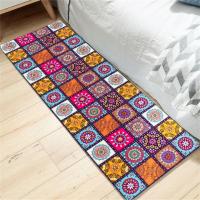 Alfombrilla de Mandala de estilo bohemio, alfombra antideslizante a cuadros suaves, Floral, rectangular, para cocina y sala de estar - details 7