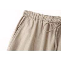BUNO-Conjunto de pantalón de pierna ancha para mujer, chaqueta fina de manga larga con cuello de pico y solapa, abrigo con cinturón, traje liso para verano, 2025 - details 16