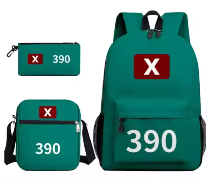 Mochila de juego de supervivencia Squid Season 2 de 3 piezas, bolso de hombro escolar para estudiantes, mochila - 1