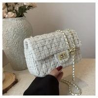 Bolso Cruzado de Tweed para Mujer Correa Ajustable Patrón a Cuadros Cierre de Cremallera Duradero - details 7