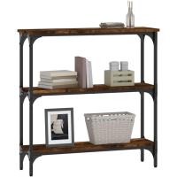 Mesa consola con estantes, 75 x 22,5 x 75 cm, muebles de salón, entrada, mesa de acento, mesa de pasillo estrecha con estantes, mesa de exposición, madera - details 0