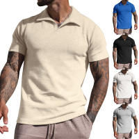 Camiseta de Verano para Hombre Polo Informal con Cuello en V Manga Corta Suelta con Gofres Gruesos - details 13