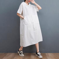 Elegante Vestido Oversize de Verano Manga Corta, Ajuste Suelto, Moda Vintage Negro para Mujeres - details 4
