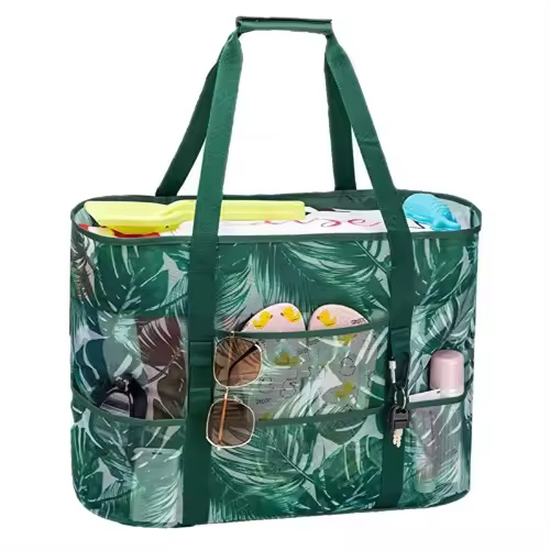 Bolso de gran capacidad, bolso de almacenamiento plegable con múltiples bolsillos para la playa. - 1