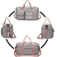 1 pieza, bolso de viaje de un solo hombro con estampado de patrón Don't Touch My Bag, bolso cruzado de gran capacidad para hombres y mujeres, correa de hombro ajustable, plegable y liviana, adecuado para uso en gimnasio, deportes, viajes y personas mayore - details 6