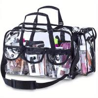 Bolsa organizadora de maquillaje Unisex impermeable, transparente, espaciosa, resistente con correa ajustable y bolsillos externos - details 5