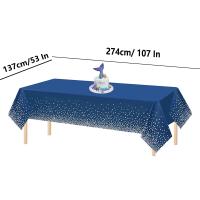Mantel desechable de plástico, cubierta rectangular para mesa de fiesta, azul, dorado, impermeable, suministros de Decoración de cumpleaños y boda - details 6