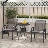 2/4 Sillas Jardín Exterior Apilables, Sillas Terraza Exterior con Tejido Transpirable Patio Playa 56 x 70 x 84 cm, Carga 150 kg (2, Gris, Grande) - details 6