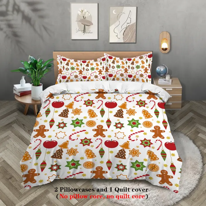 Conjunto de Cama de Navidad de Pan Dulce 3 Piezas de Patrón de Hombre de Gingerbread - 1