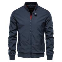 chaqueta de béisbol de Color sólido, cazadora informal con cuello levantado para hombre, chaquetas ajustadas de alta calidad para otoño para hombre - details 3