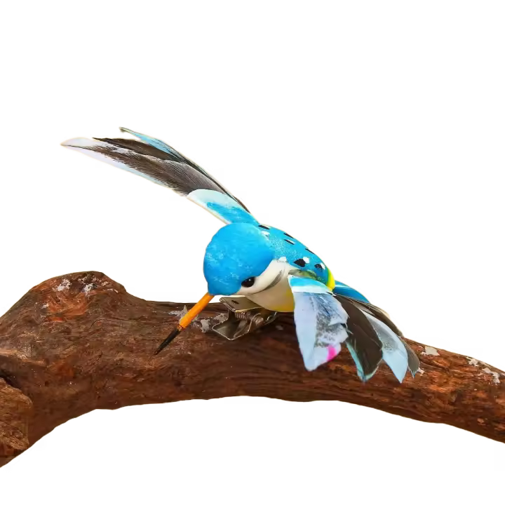 Estatua de pájaro de imitación de plumas artificiales generosas, pintura de 6 colores, colibrí colorido, figura de pájaros bonitos para jardín, 6 uds. - 1