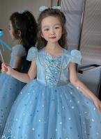 Vestido de princesa de lentejuelas de verano para niños, disfraz con estampado azul, vestido elegante de Reina de la nieve para niñas, regalo de cumpleaños para niños - details 10
