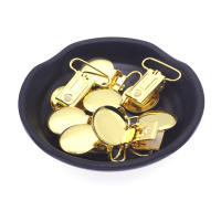 Lote de 10 piezas Clips de Metal para chupete de bebé, 1 '', 25mm, redondos, dorados, sin plomo - details 2
