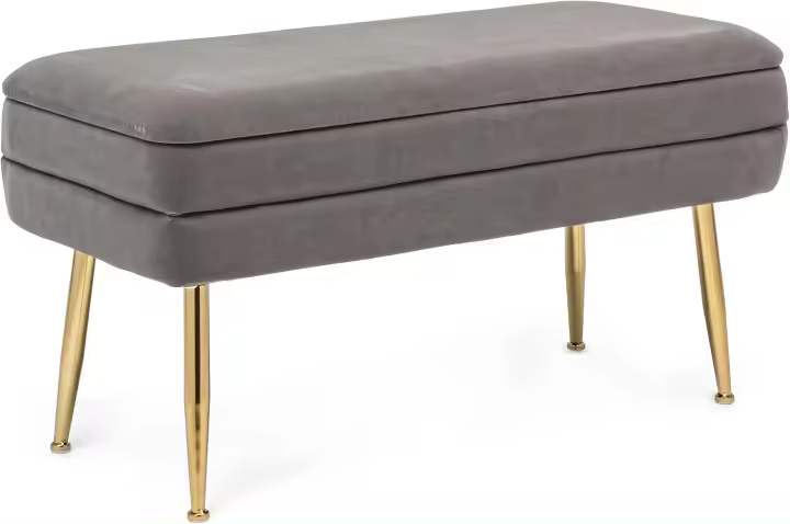 Banco contenedor Pavlina, Beige, 80 x 38 x 42 cm - 1