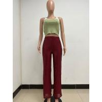 Moda femenina New -End Color sólido Pierna ancha con lentejuelas drapeadas Pantalones casuales para mujer - details 80