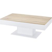 Mesa auxiliar de salón para café o té con efecto madera y blanco - details 2