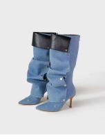 Nuevas botas de piel negras para mujer con punta cuadrada y suela gruesa - details 13