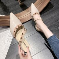 Bolsa de mujer cabeza media zapatillas 2025 verano nuevo tacón bajo francés tacón grueso zapatillas frescas casual falda de hadas zapatos - details 5