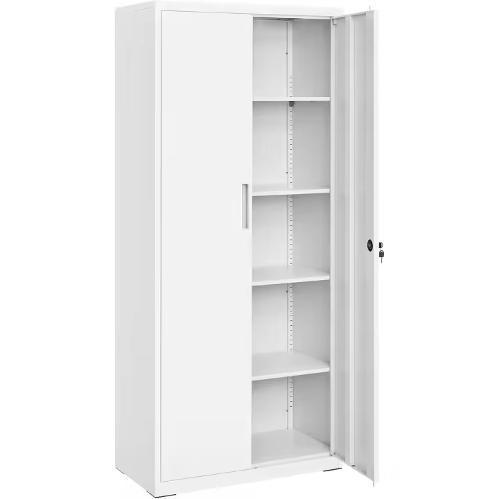 Estantería de Oficina de Metal Ajustable 5 Estantes con 2 Puertas Tamaño 40 x 80 x 180 cm Cerradura - 1