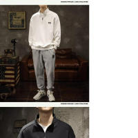 Camisa deportiva informal elegante para hombre, polo holgado con cuello de media cremallera - details 9