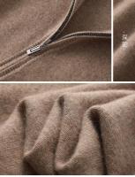 Otoño e Invierno suéter de cachemira pura para hombre cuello medio alto tejido con cremallera forro polar abierto Top de Color sólido - details 12