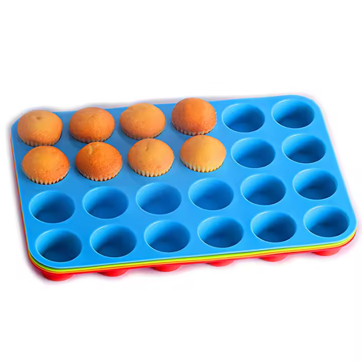 Mini sartén de silicona para pasteles, bandejas y moldes de cocina, utensilios antiadherentes para hornear, herramientas de confitería, 24 tazas - 1