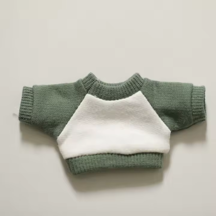 Ropa de muñeca de algodón, camiseta interior a rayas, ropa de muñeca de felpa de Color sólido, suéter de 15cm, ropa de muñeca sin atributos de alta calidad - 1