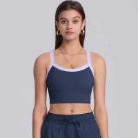 Sujetador deportivo de nailon para mujer, camiseta sin mangas de color sólido, transpirable, de secado rápido - details 11
