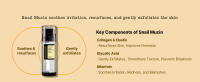 soothe irritation resurface gently exfoliate snail mucin collagen elastin clycolic acid allantoin