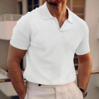 2025 Transfronterizo europeo y americano verano nueva camisa polo solapa con cuello en V waffle manga corta camiseta para hombres - details 0