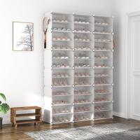Zapatero de Plástico Portátil 8 Niveles, 32 Pares, Organizador para Armario, Entrada, Dormitorio, Pasillo Blanco, 2 x 8 - details 25