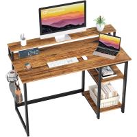 Escritorio de Ordenador con Soporte de Monitor Escritorio de Oficina con Estantes de Almacenamiento Ajustables Pequeño Escritorio Reversible para el Estudio Beige - details 19