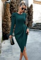 Vestido de manga larga con abertura por debajo de la rodilla para mujer, vestido elegante y hermoso con cuello redondo, moda 2025 - details 16