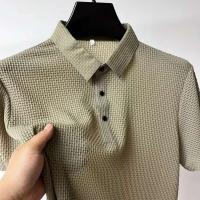 Nueva camisa Polo de color liso, combinada con un tejido vaquero informal de manga corta, cómodo y transpirable, adecuado para el verano - details 13