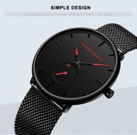Reloj de Acero Inoxidable Impermeable de Diseño Sencillo Automático, Correa de Cuero, Marca Superior, Elegante para Hombres - details 12