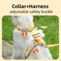 Conjunto de arnés de doble capa para perros pequeños y medianos, correa de Collar para mascotas, ajustable, abeja de dibujos animados, caminar al aire libre - details 1