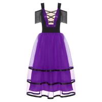Vestido español mujer, vestidos baile Flamenco, mangas frías, vestido largo tul con bloques Color para bailar, disfraz fiesta - details 15