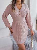 Elegante Vestido de Punto para Mujer Color Sólido, Cuello V, Moda Y2K 2025 - details 27